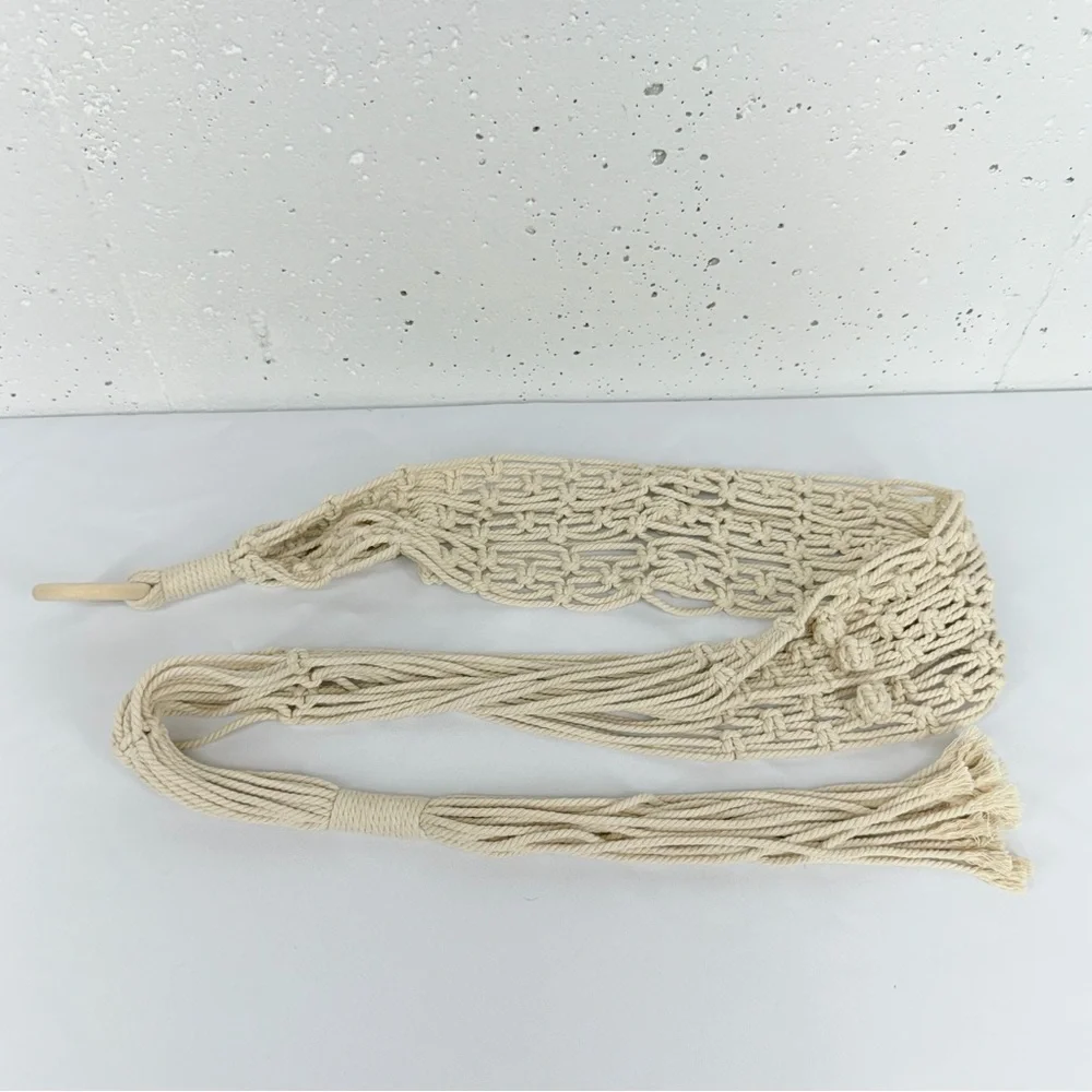 Unbranded Bohemian Off White Macrame Plant Hanger and 10 Inch Basket - Picture 17 of 17